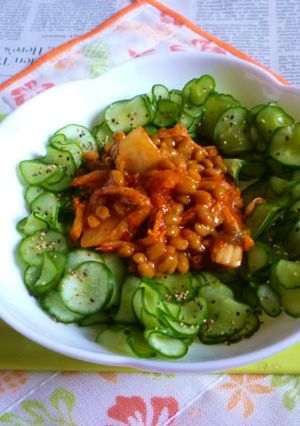 納豆キムチ＋きゅうりの塩もみのタパス-レシピのメイン写真