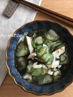 簡単副菜サラダチキンと胡瓜のもずく酢和え-レシピのメイン写真