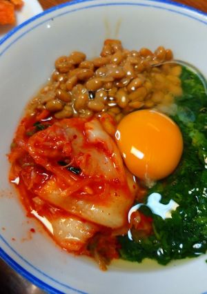 モロヘイヤとキムチ納豆の夏朝飯-レシピのメイン写真