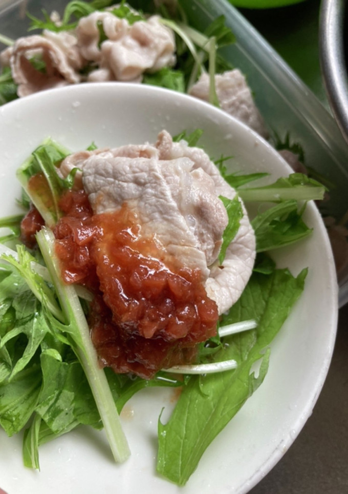 豚しゃぶと水菜の梅肉和え-レシピのメイン写真