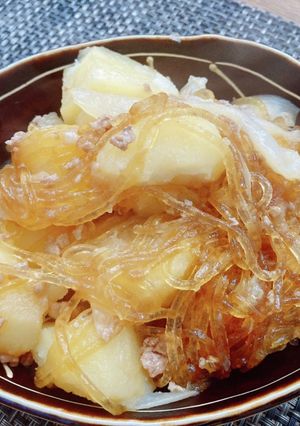 ひき肉じゃがの簡単煮物!-レシピのメイン写真
