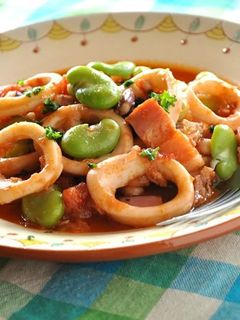 空豆といかのトマトソース煮-レシピのメイン写真