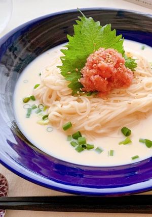 【楽めし】明太子の冷やし豆乳そうめん-レシピのメイン写真