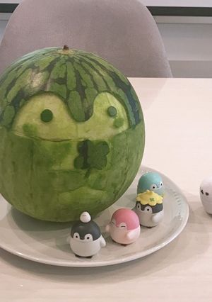 すいかアートでコウペンちゃん！-レシピのメイン写真