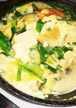 ニラ、高野豆腐の卵綴じ！ゆりさん風-レシピのメイン写真