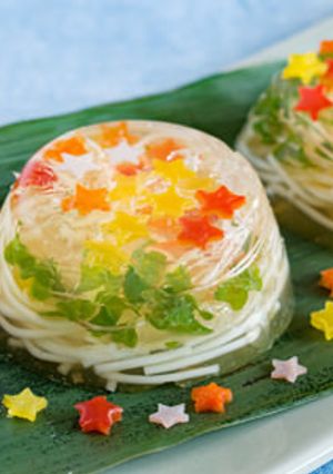 スプラウトとそうめんの七夕ゼリー寄せ-レシピのメイン写真