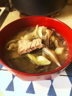 サバ缶と舞茸と焼き海苔プラス健康味噌汁-レシピのメイン写真