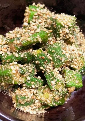 ご飯にもお酒にも！オクラの胡麻和え-レシピのメイン写真