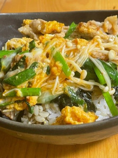 キムチ風味のニラ玉丼豚丼-レシピのメイン写真