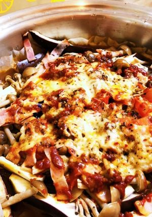 フライパンで！茄子とキノコのチーズ焼き-レシピのメイン写真