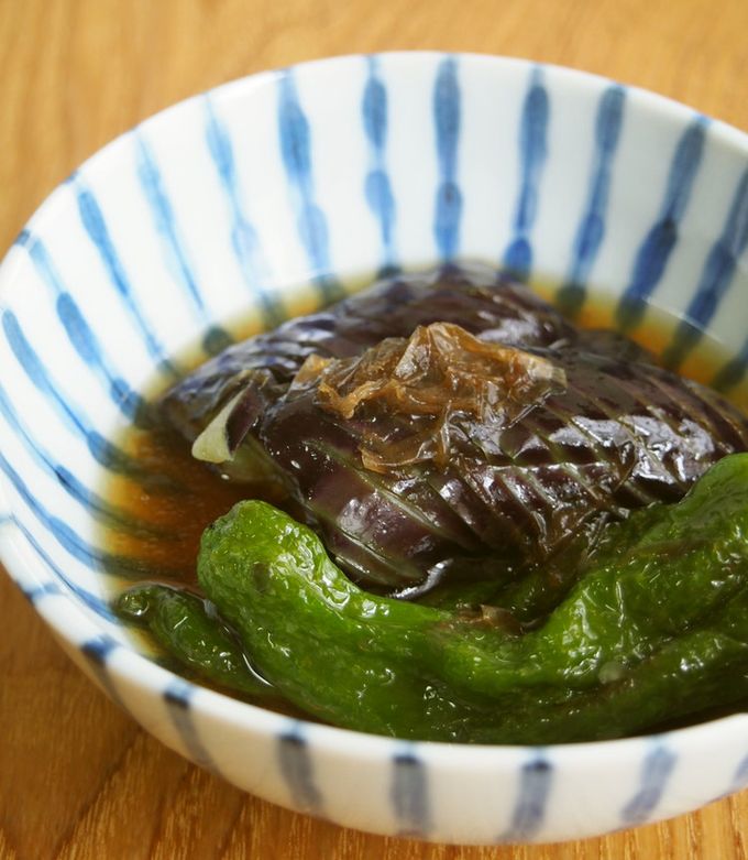 基本の茄子と万願寺唐辛子の揚げ浸し♪-レシピのメイン写真