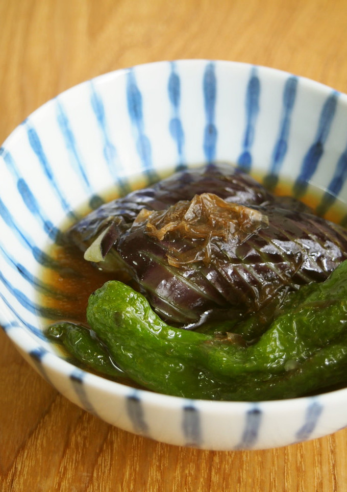 基本の茄子と万願寺唐辛子の揚げ浸し♪-レシピのメイン写真