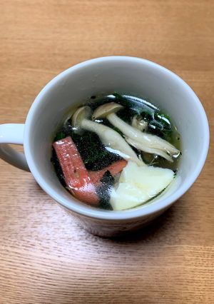 電子レンジで！具だくさんマグカップスープ-レシピのメイン写真
