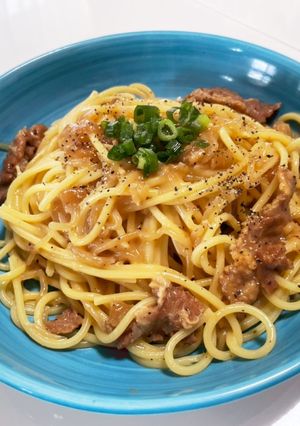 牛肉のクリームパスタ(レトルト牛丼使用)-レシピのメイン写真