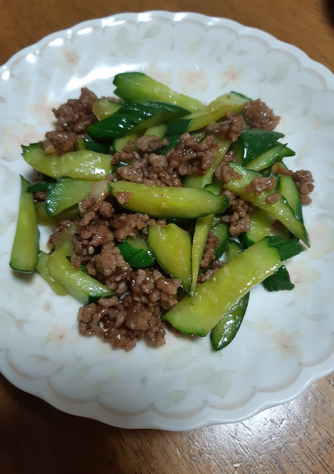 きゅうりと合挽き肉の和風炒め-レシピのメイン写真