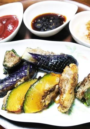夏野菜たっぷり お肉をはさみ焼き-レシピのメイン写真