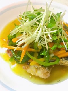 魚の唐揚げ!さっぱり甘酢野菜あんかけ♪-レシピのメイン写真