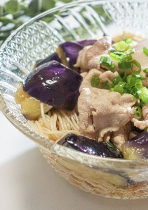 暑い日に！豚肉と茄子のぶっかけそうめん-レシピのメイン写真