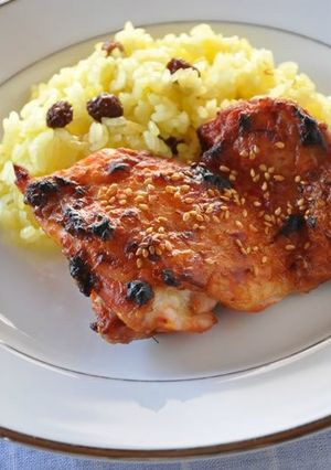 鶏肉のマッサ焼き、サフランライス添え-レシピのメイン写真