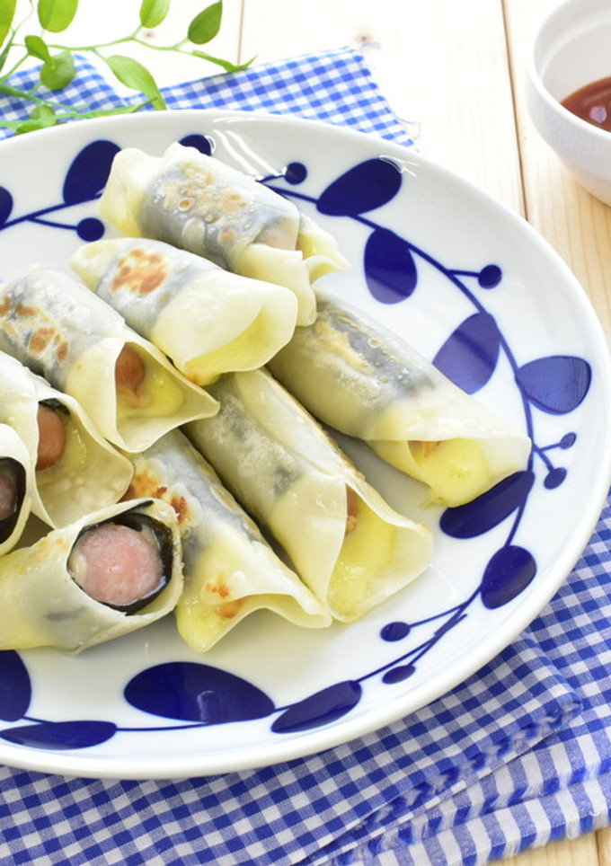 餃子の皮で 海苔とウインナーのチーズ巻き-レシピのメイン写真