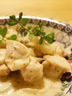 鶏肉のマスタードアーモンドミルク煮-レシピのメイン写真