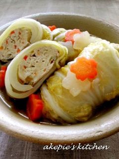 豆腐と鶏ミンチの白菜ロール♥中華風煮込み-レシピのメイン写真