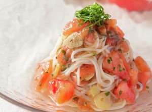 トマトと梅の冷製パスタビーフン-レシピのメイン写真