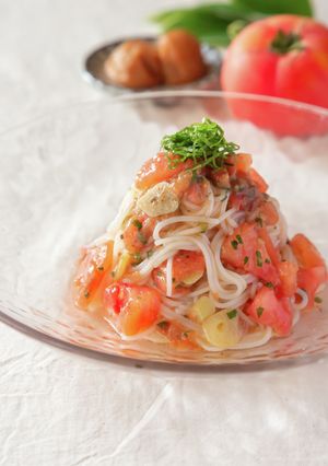 トマトと梅の冷製パスタビーフン-レシピのメイン写真
