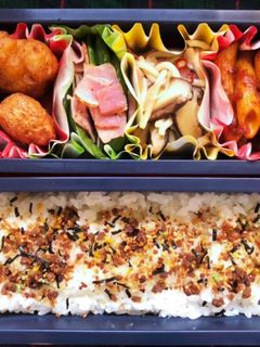 高校生弁当日記(牛わさびふりかけ弁当編)-レシピのメイン写真