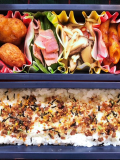 高校生弁当日記(牛わさびふりかけ弁当編)-レシピのメイン写真