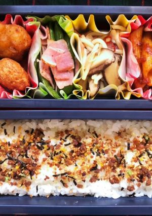 高校生弁当日記（牛わさびふりかけ弁当編）-レシピのメイン写真