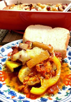 大好き★夏野菜のトマトソースチーズ焼き！-レシピのメイン写真