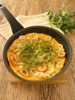 長ねぎとちくわのオープンオムレツ-レシピのメイン写真