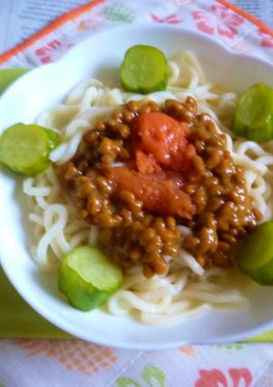 醤油うどん風冷やしうどん33～明太納豆-レシピのメイン写真