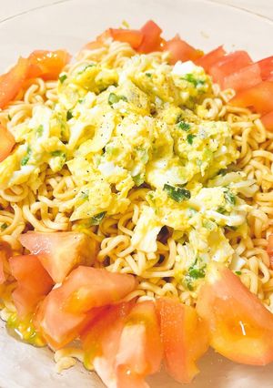 トマトたっぷりしらすたまごの冷ラーメン-レシピのメイン写真