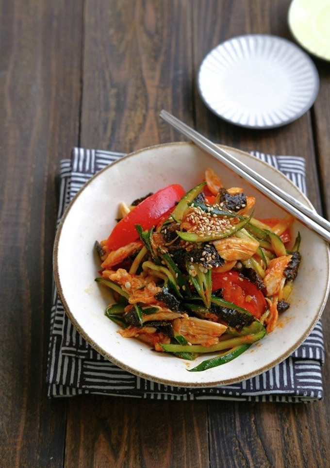 鶏ささみと夏野菜の韓国風サラダ-レシピのメイン写真