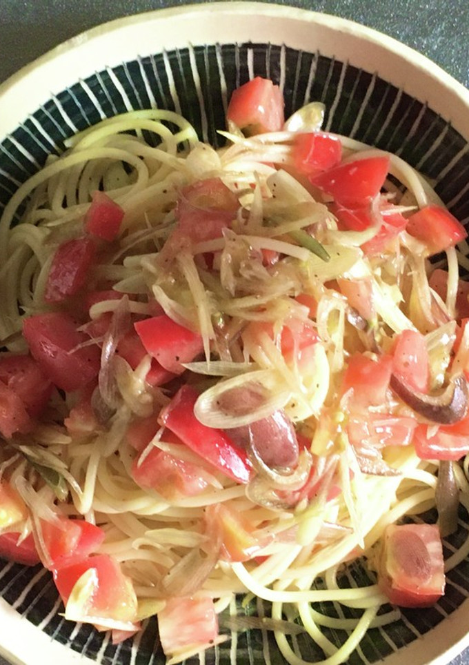 簡単　ミョウガとトマトの冷製パスタ-レシピのメイン写真