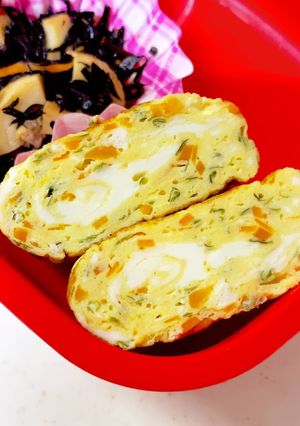 たまご1個 にんじん青のり玉子焼き-レシピのメイン写真