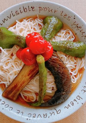 ☆夏野菜の煮浸しぶっかけ冷やしそうめん☆-レシピのメイン写真