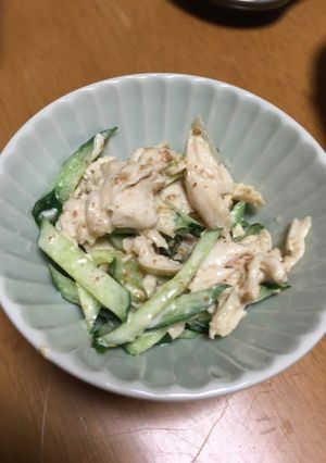 簡単!きゅうりとササミの胡麻風味和え物☆-レシピのメイン写真