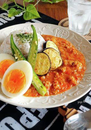レンジで簡単！トマトの無水キーマカレー。-レシピのメイン写真