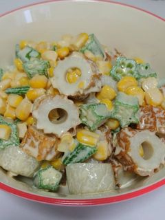 簡単!オクラちくわコーンのからしマヨ和え-レシピのメイン写真