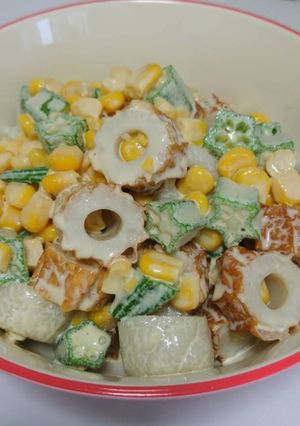 簡単！オクラちくわコーンのからしマヨ和え-レシピのメイン写真