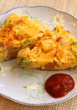 【朝食】野菜たっぷり簡単オムレツ-レシピのメイン写真