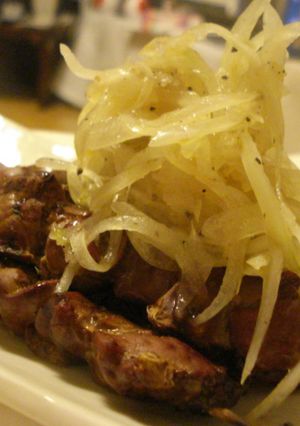 ✿玉ねぎたっぷりのせ！レバーの串焼き✿-レシピのメイン写真