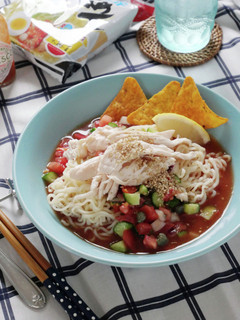 蒸し鶏と夏野菜のサルサ冷やし麺-レシピのメイン写真