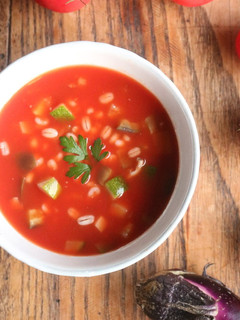 夏野菜ともち麦の冷製トマトスープ-レシピのメイン写真