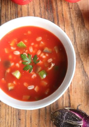 夏野菜ともち麦の冷製トマトスープ-レシピのメイン写真