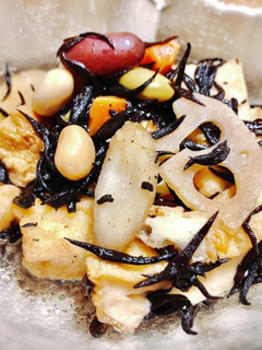 【無水鍋】厚揚げとひじきと豆の煮物-レシピのメイン写真
