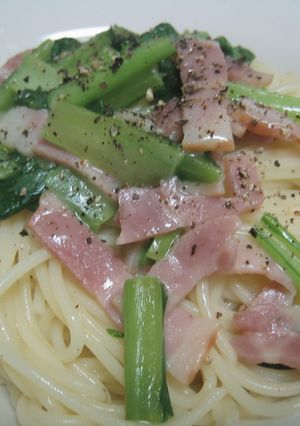 シャキシャキ青梗菜のクリームパスタ♪-レシピのメイン写真